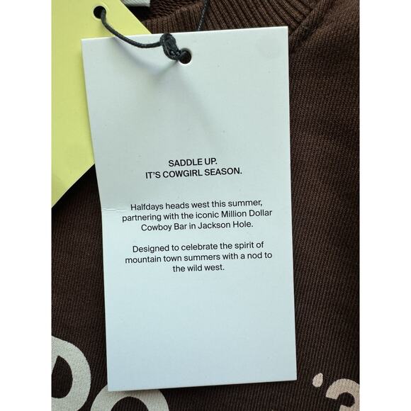 HALFDAYS X MILLION DOLLAR COWBOY BAR Sweatshirt Spiked Cocoa Small - Picture 5 of 8